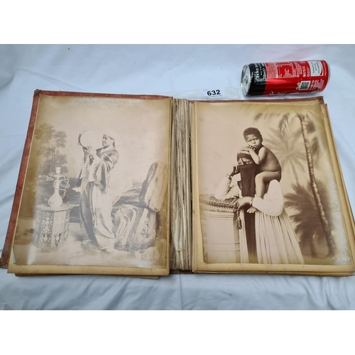 632 - Very interesting album from the late 19th century Of mostly large Black and white photographs of the... 