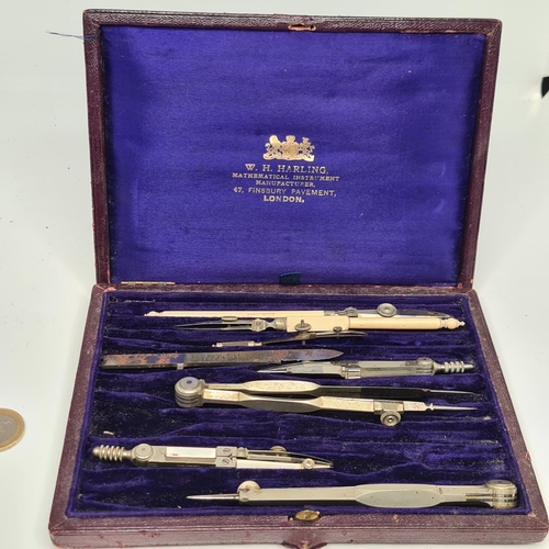 634 - Victorian Drawing set with ivory implements.