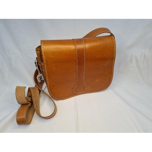 64 - Genuine leather cross-body satchel bag in orange. Unbranded, beautifully crafted and in excellent co... 