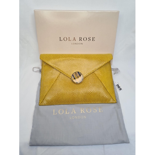 65 - Lola Rose London clutch bag in acid yellow and very attractive stone fastening. In brand- new condit... 