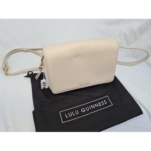 74 - Lulu Guinness cross-body bag in light beige. Genuine leather and gold-toned fixtures. Comes in origi... 