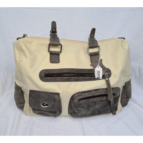 Danier genuine leather shoulder bag. In distressed grey with fabric ...