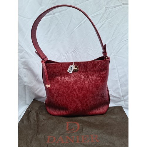 68 - Radley London like-new bucket-style bag in oxblood red. Lovely rose-gold fastenings.