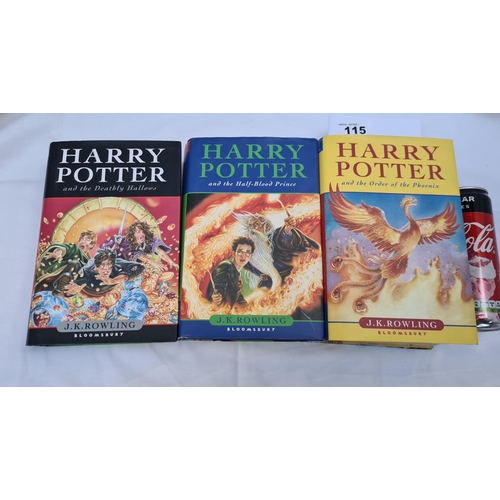 115 - Three Harry Potter Books Inc 2 First editions in nice condition.