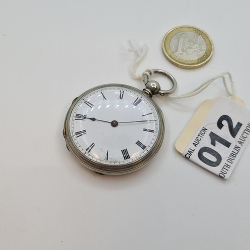 12 - Very Clean Sterling Silver open faced pocket watch.