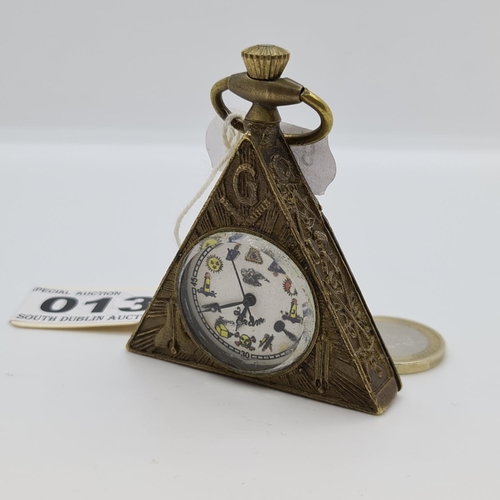 13 - Rare Antique Masonic triangular pocket watch.