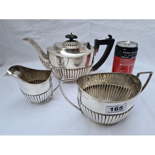 165 - Sterling silver Edwardian coffee set, hallmarked William Adams, Birmingham. Includes large tea pot, ... 