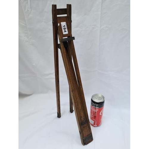 184 - Wooden vintage folding easel with brass fittings