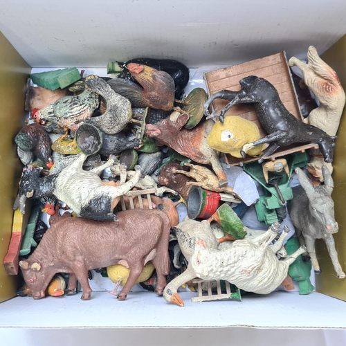 192 - Collection of assorted (mostly) cast metal, ceramic and plastic farm animals and livestock. Lots of ... 