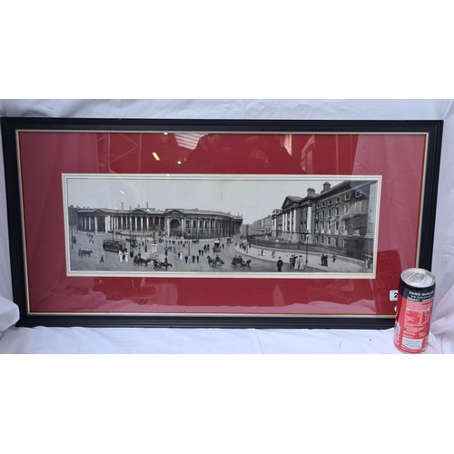 205 - Large framed panaromic picture of the Bank of Ireland, formerly the Houses of Parliament, College Gr... 