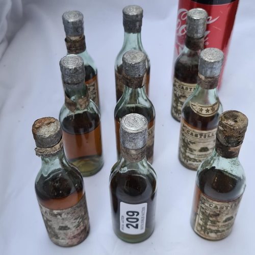 209 - Vintage Castillon. Pinet, Castillon & Co. Cognac. 9 x  miniature bottles. Full (70cl) bottles of Can... 