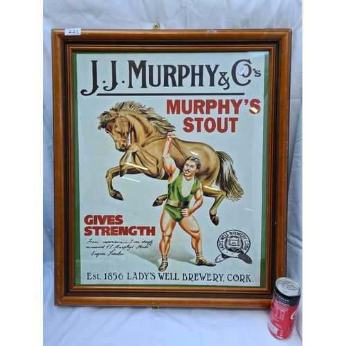 231 - Framed facsimile print of J.J. Murphy & Co, 'Murphy's Stout gives Strength'.