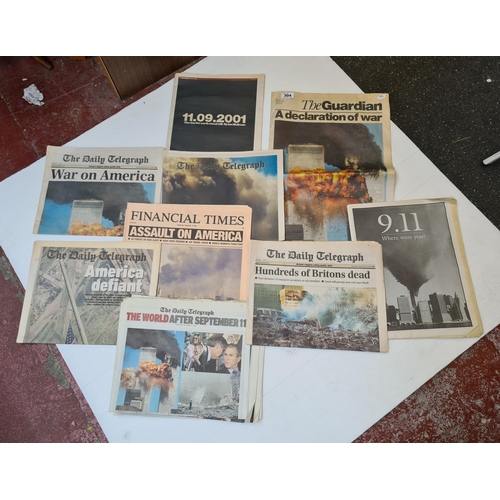 304 - Set of The Guardian and The Telegraph news papers, covering and contemporary to the 9/11 tradgedy. V... 