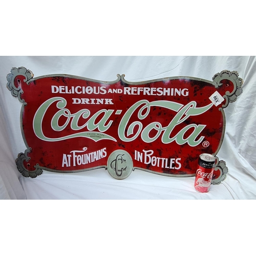 330 - Metal vintage style large coke sign. 80 cm x 42 cm.