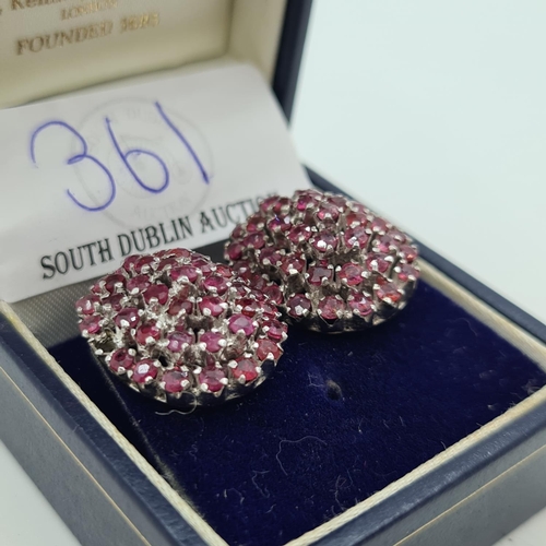 361 - Lovely Pair of vintage Sterling Silver and Ruby Earrings Intricate fastening on the back for Pierced... 