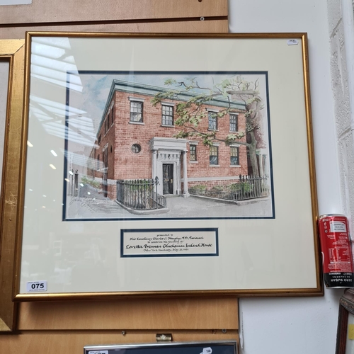 75 - Original Jane Begleir watercolor, 1991. 'Presented to his excellency Charles J Haughey, T.D, Taosise... 