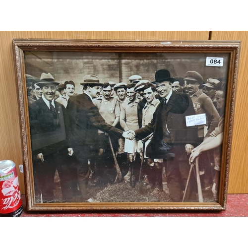 84 - Vintage photo print of Michael Collins shaking hands with Michael Boland.