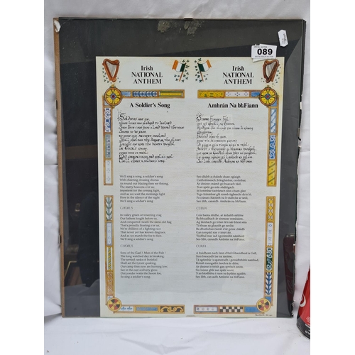 89 - Framed print of the Irish National Anthem. Bulmer Hobson's magazine Irish Freedom forst published th... 