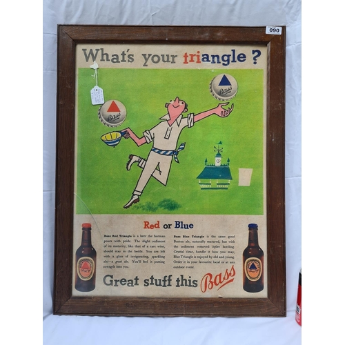 90 - Original Bass Advertisement and frame.