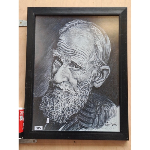 92 - Vintage large  print of a Dan Rees portrait of Bernard Shaw.