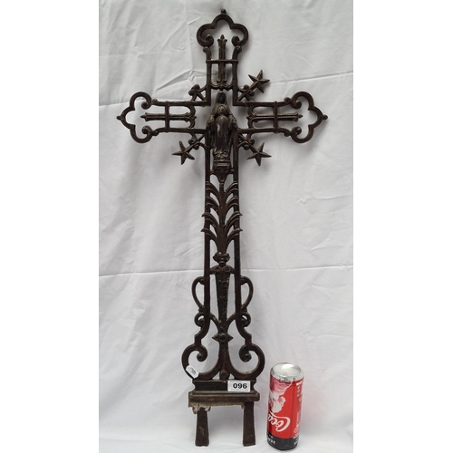 96 - Beautiful Antique large cast-iron cross with the Virgin.