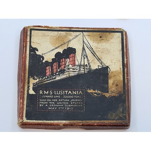 11 - Lusitania German medal in the box.  The Lusitania was sunk by a German Submarine on May 7th 1915 1,1... 