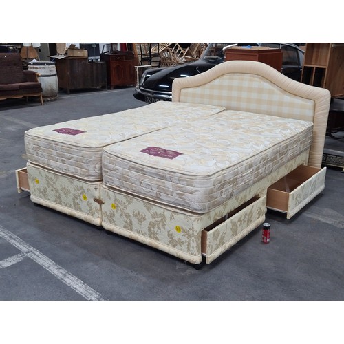 316 - Super quality kingsize bed by Brown Thomas Dublin with storage drawers King Koil Mattress.