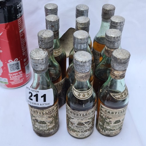 211 - Vintage Castillon. Pinet, Castillon & Co. Cognac. 12 X miniature bottles. Full (70cl) bottles of Can... 