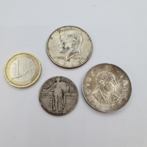 1 - 3 Silver Coins inc Pearse 10/ JFK half dollar 1968 and 1928 quarter
