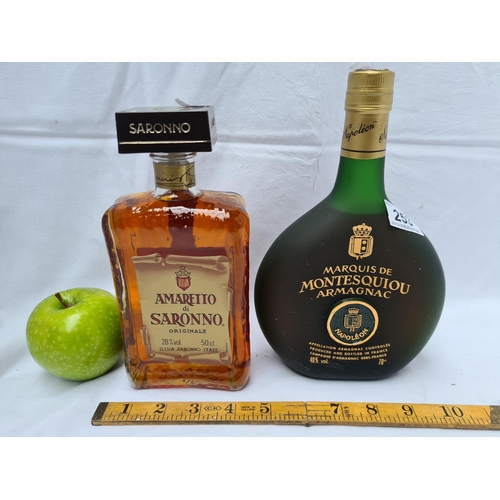 Two bottles, one Marquis de Montesquiou Armagnac, Napoleon 70cl