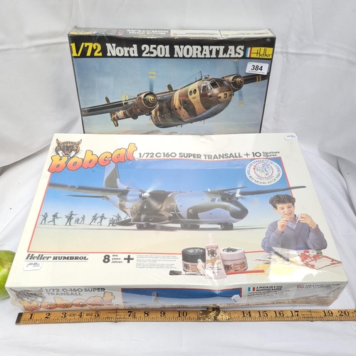 384 - Two model aircraft. Heller, 1/27 Nord 2501 Nortatlas. Heller, Bobcat C60 Super Transal.