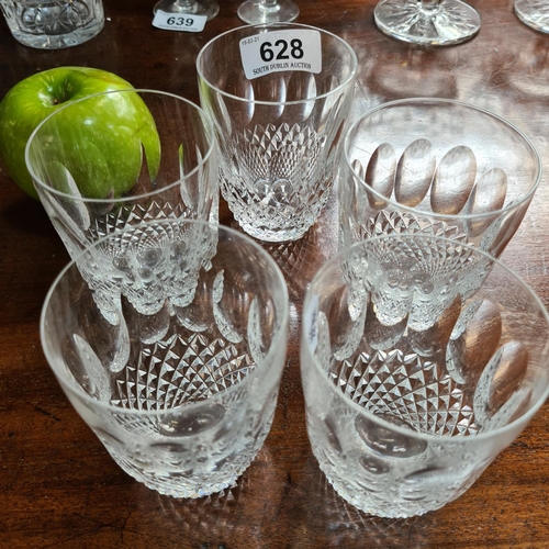 628 - Set of 5 Waterford crystal tumblers.