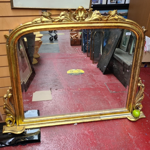 65 - Lovely Large,  bevelled Over mantle gold mirror. Mm: 107 cm x 131 cm.