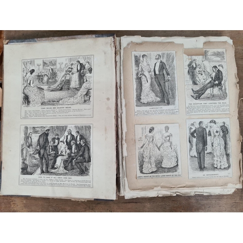 684 - Large collectors book containing humorous etchings from Victorian newspapers or books