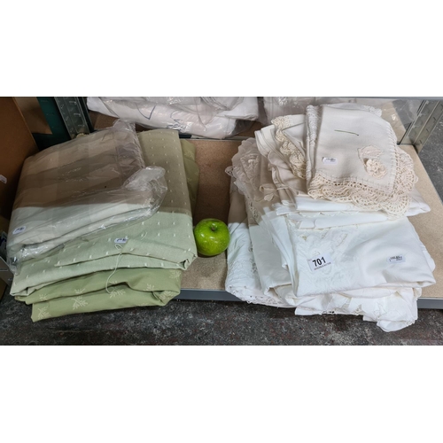 701 - Mixed lot including a wonderful collection of Irish linen and embroidery tablecloths and napkins. Al... 