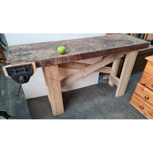 702 - Rustic work bench with clamp. This is really heavy and solid 
(154 x 84 x 44cm)