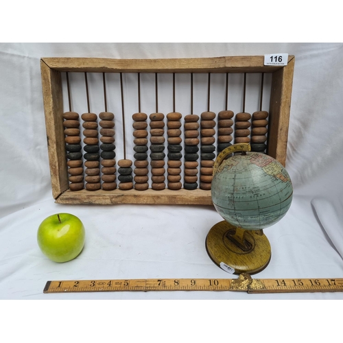 116 - Antique wooden abacus and a Small vintage glove with a made in Great Britain Label. (2 Items )