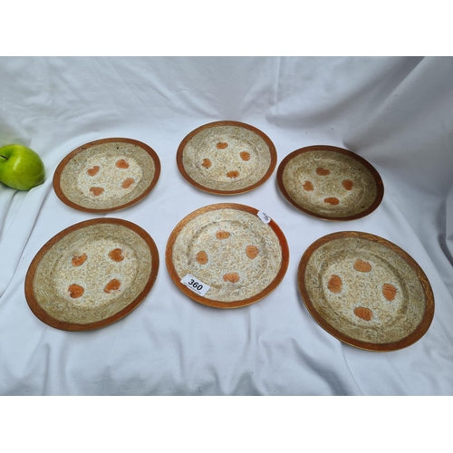 360 - Set of six 18th century  hand painted sticky pottery Chinese side plates.