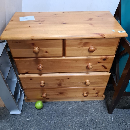 616 - Pine 5 drawer chest of drawers.