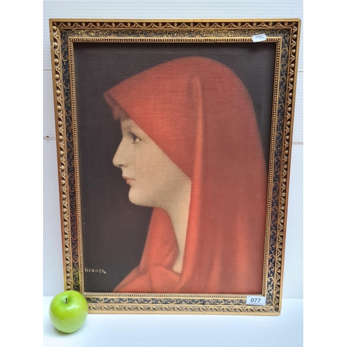 77 - Framed print of Jean-Jacques Henner (1829-1905) Portrait of Saint Fabiola in oil.