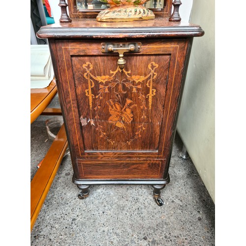 560 - Stunning Victorian highly inlaid Mirrored Music cabinet with lovely turned supports in super conditi... 