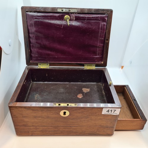 417 - Rosewood Victorian Writing with letter compartment and secret drawer.