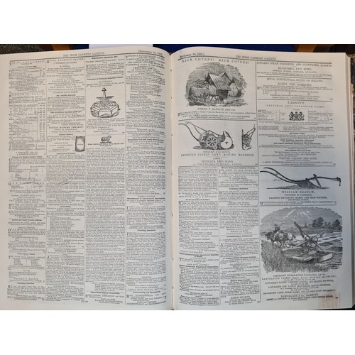 416 - Large Ledger style book holding the The Irish Farmers Gazette and Journal of practical horticulture ... 