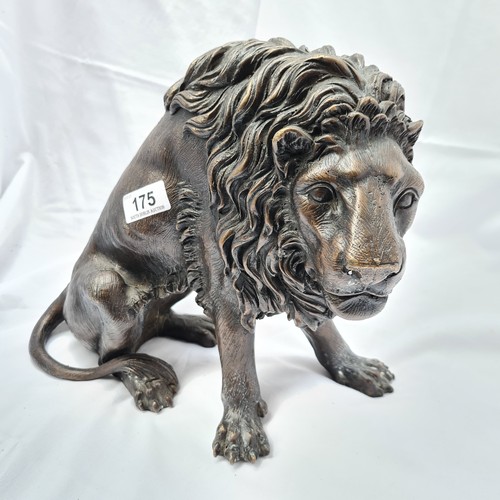 175 - Large antique Bronze lion statue. Very heavy. Super piece. not signed but looks old