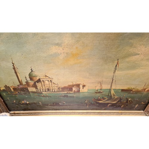 63 - Very large Venetian painting (95 x 80 cm) showing the front of the Church of San Giorgio Maggiore. U... 