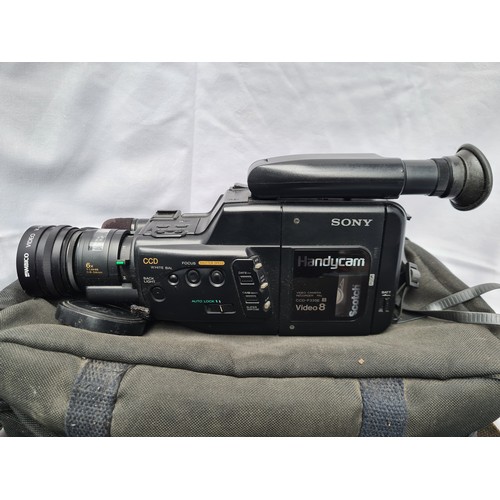 196 - JVC GZ-MG21EK Camcorder. Brand new in box. And two Sony Camcorders in Bags.