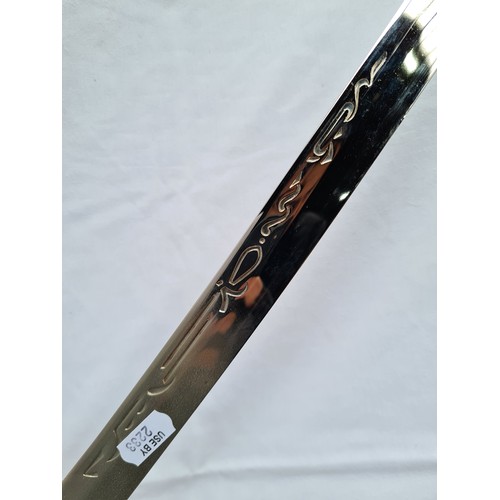 500 - A contemporary Japanese style sword. With Faux Ivory handle and markings on the blade.