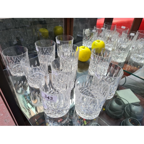 343 - 10 crystal Whiskey tumblers including some Galway examples.