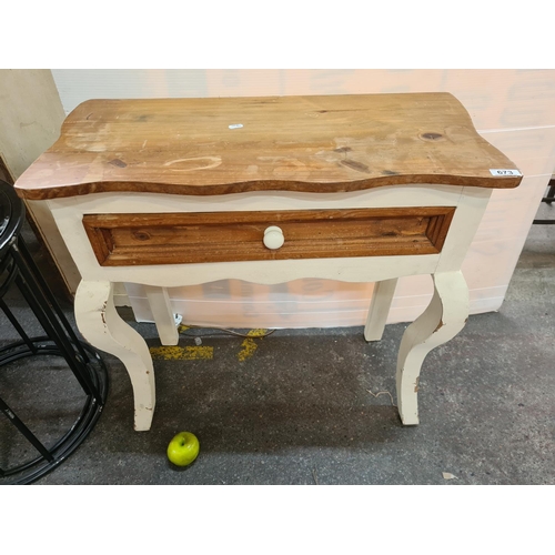 673 - Small rustic side table with a singledrawer.