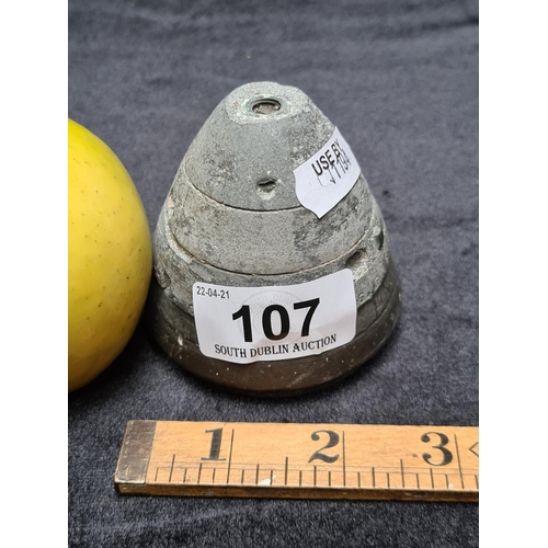 107 - Artillery shell tip, found at the GPO in 1916, has previous Irish auction history.